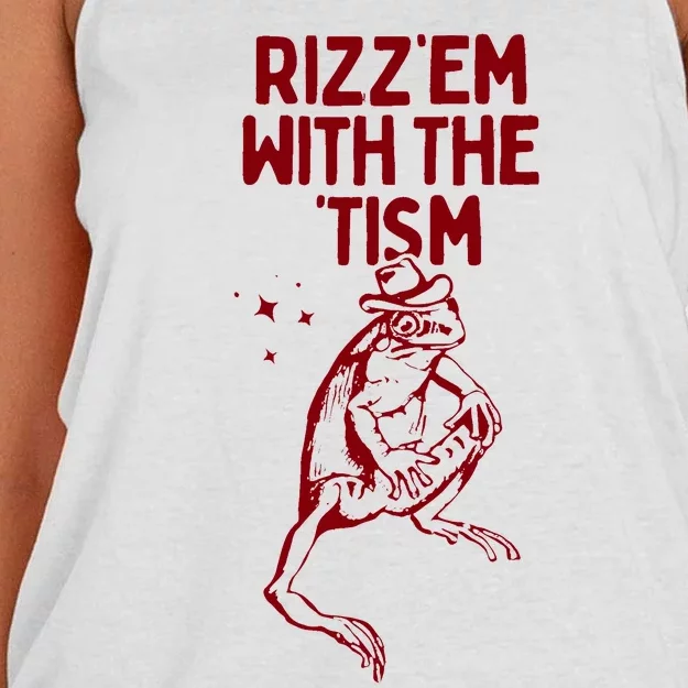 Funny Frog Rizz Em With The Tism Women's Knotted Racerback Tank