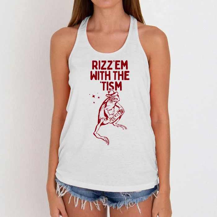 Funny Frog Rizz Em With The Tism Women's Knotted Racerback Tank