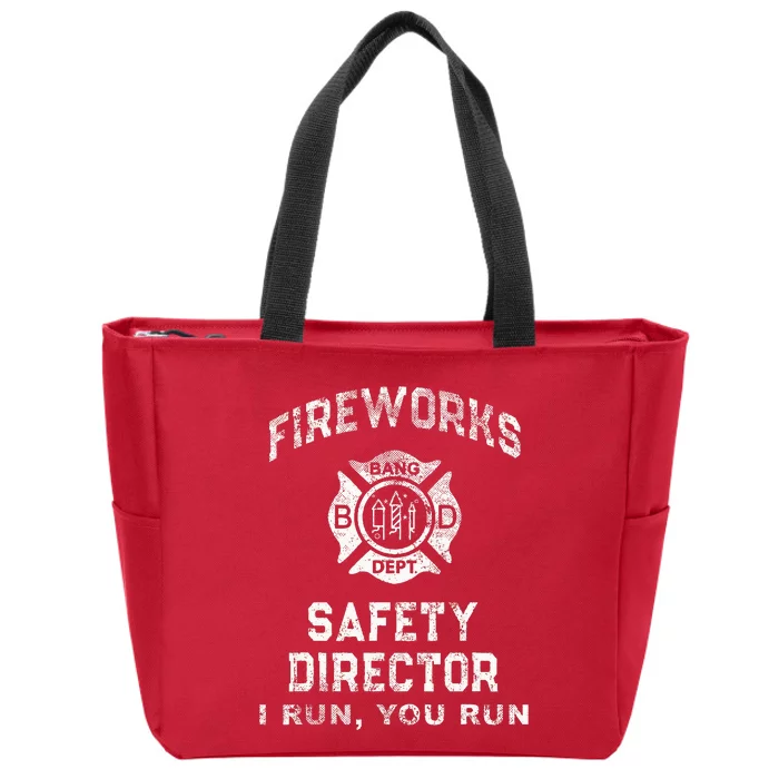 Funny FIREWORKS SAFETY DIRECTOR Firefighter America Red Zip Tote Bag