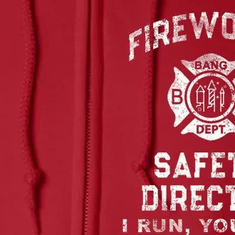 Funny FIREWORKS SAFETY DIRECTOR Firefighter America Red Full Zip Hoodie