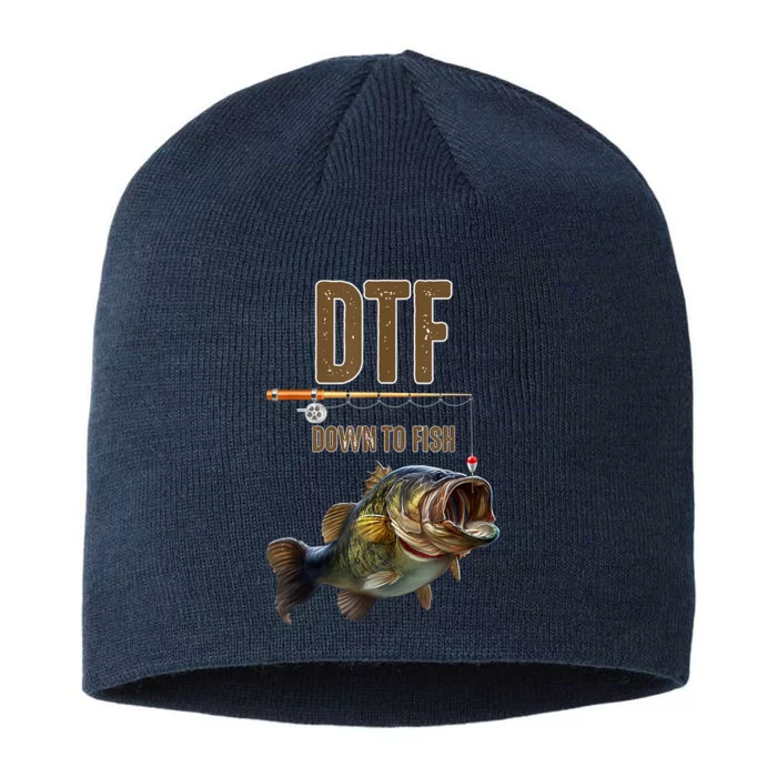 Funny Fishing Shirts: DTF Down To Fish 8 1/2in Sustainable Knit Beanie