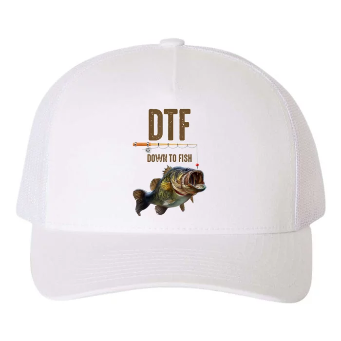 Funny Fishing Shirts: DTF Down To Fish Yupoong Adult 5-Panel Trucker Hat