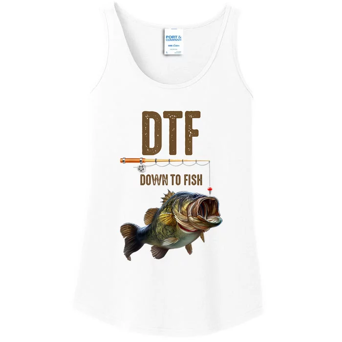 Funny Fishing Shirts: DTF Down To Fish Ladies Essential Tank