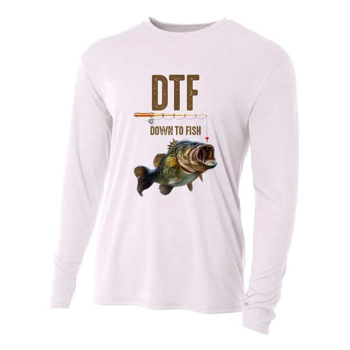 Funny Fishing Shirts: DTF Down To Fish Cooling Performance Long Sleeve Crew