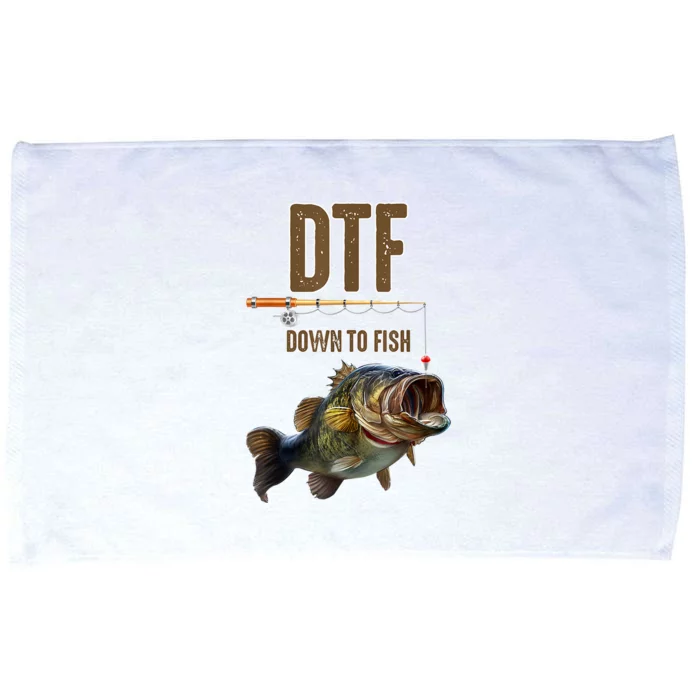 Funny Fishing Shirts: DTF Down To Fish Microfiber Hand Towel