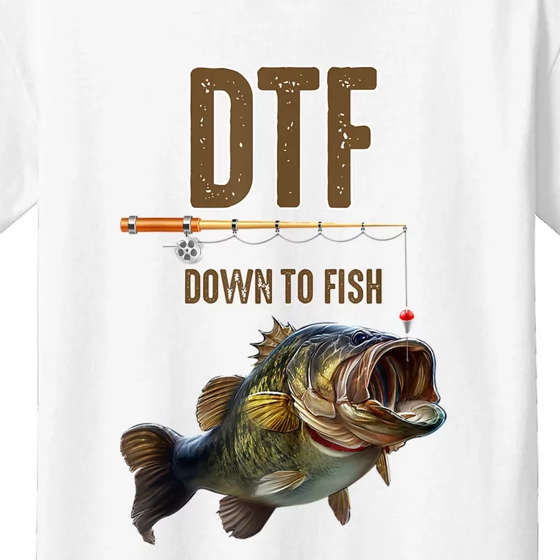 Funny Fishing Shirts: DTF Down To Fish Kids T-Shirt