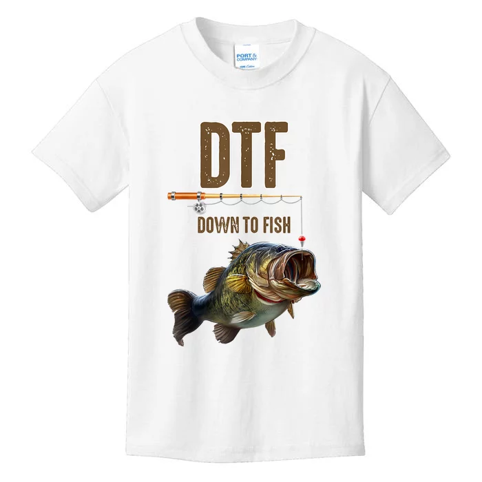 Funny Fishing Shirts: DTF Down To Fish Kids T-Shirt