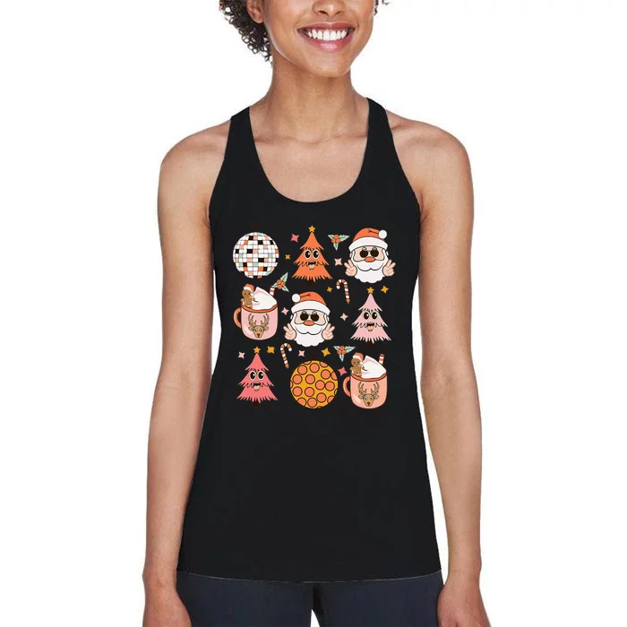 Funky Festive Santa Claus Holiday Vibes Women's Racerback Tank