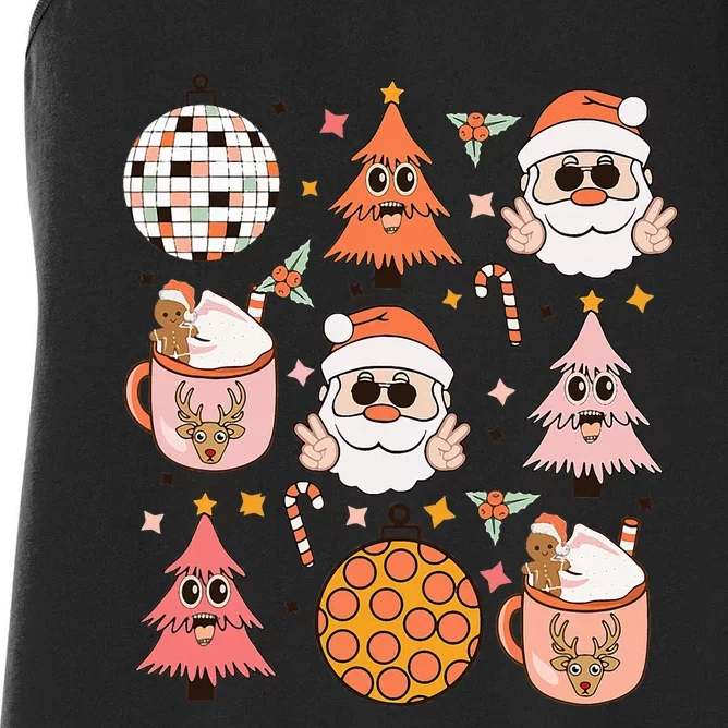 Funky Festive Santa Claus Holiday Vibes Women's Racerback Tank