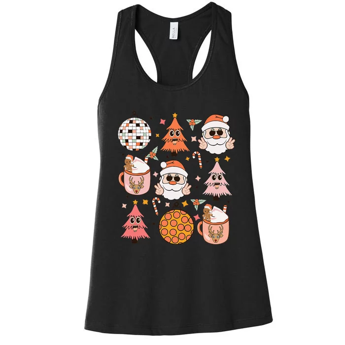 Funky Festive Santa Claus Holiday Vibes Women's Racerback Tank