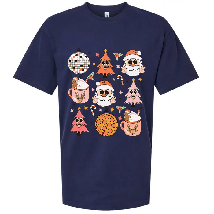 Funky Festive Santa Claus Holiday Vibes Sueded Cloud Jersey T-Shirt