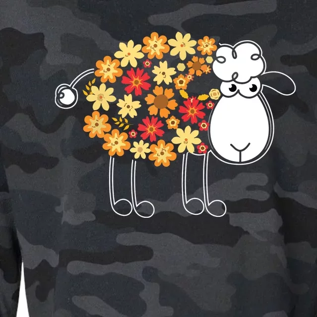 Funny Flower Sheepp Design For Farming Lovers Cropped Pullover Crew