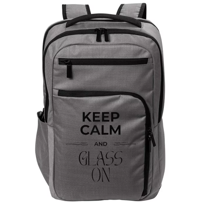 Funny Fused Stained Mosaic Blown Glass Artist Keep Calm Raglan Baseball Impact Tech Backpack