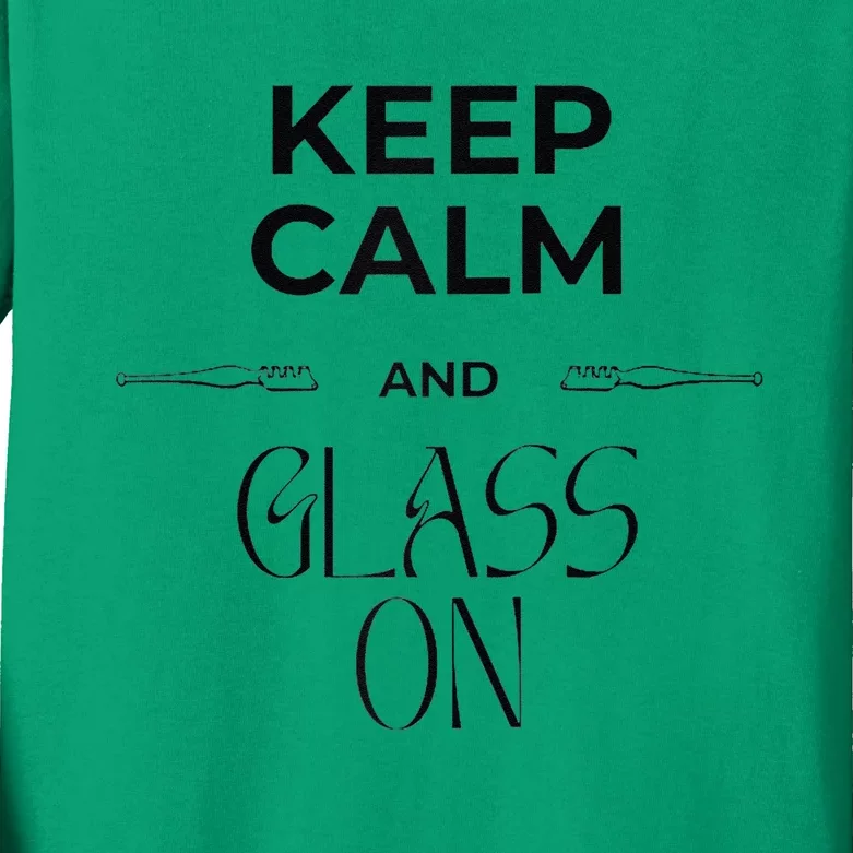 Funny Fused Stained Mosaic Blown Glass Artist Keep Calm Raglan Baseball Kids Long Sleeve Shirt