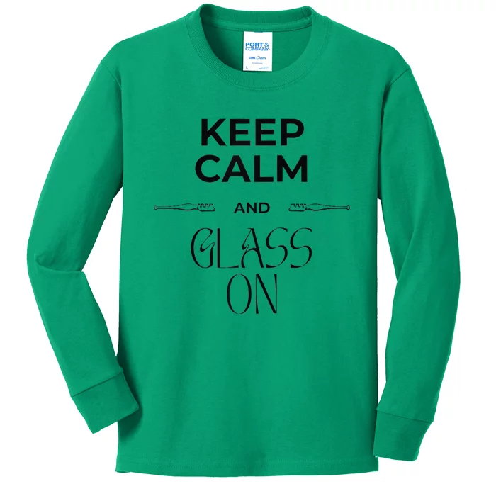 Funny Fused Stained Mosaic Blown Glass Artist Keep Calm Raglan Baseball Kids Long Sleeve Shirt