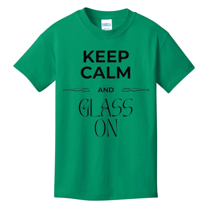 Funny Fused Stained Mosaic Blown Glass Artist Keep Calm Raglan Baseball Kids T-Shirt