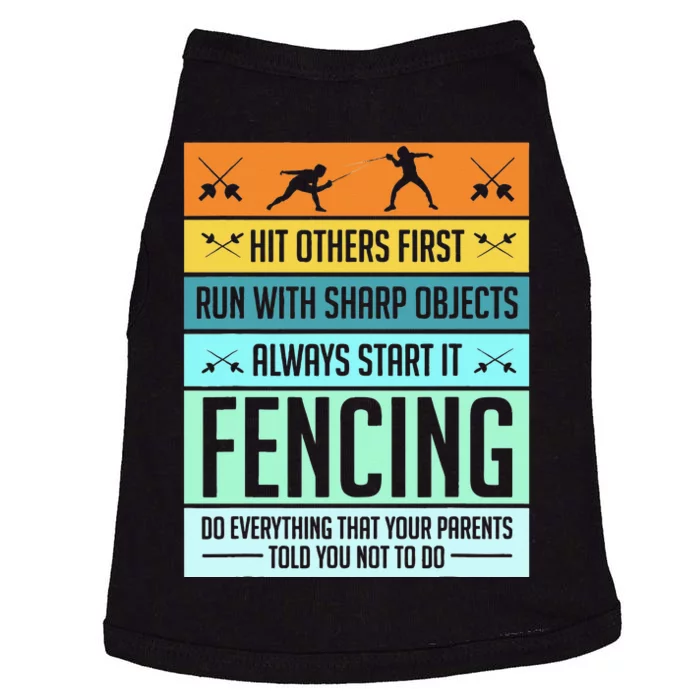 Funny Fencing Sport Pun For Men Women Kids Doggie Tank