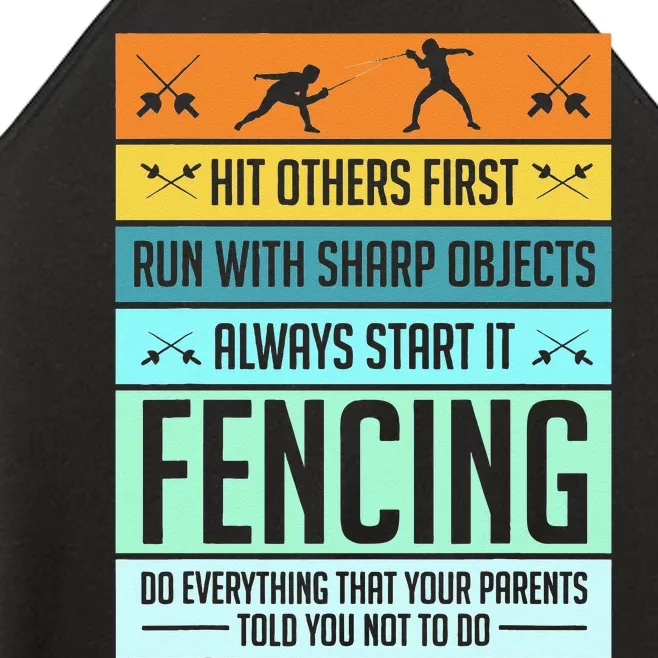 Funny Fencing Sport Pun For Men Women Kids Women’s Perfect Tri Rocker Tank