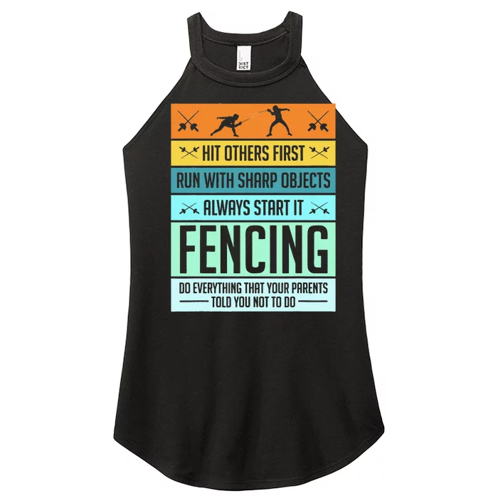 Funny Fencing Sport Pun For Men Women Kids Women’s Perfect Tri Rocker Tank