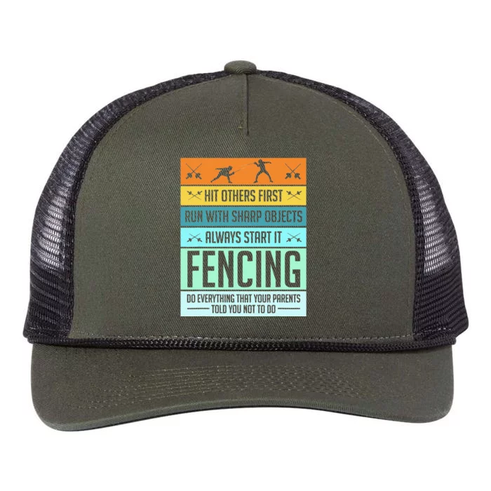 Funny Fencing Sport Pun For Men Women Kids Retro Rope Trucker Hat Cap