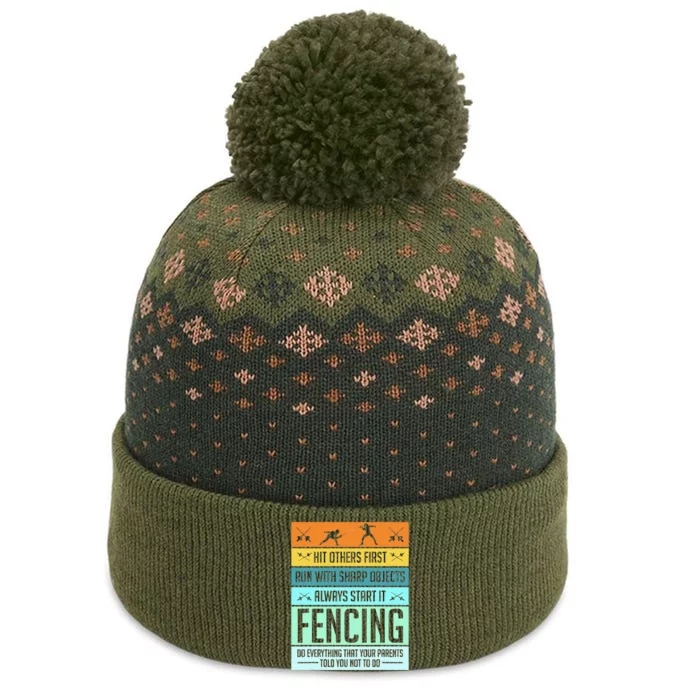 Funny Fencing Sport Pun For Men Women Kids The Baniff Cuffed Pom Beanie