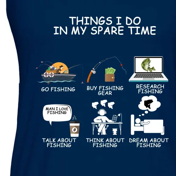 Funny Fishing Shirt Things I Do In My Spare Time Ladies Essential Flowy Tank