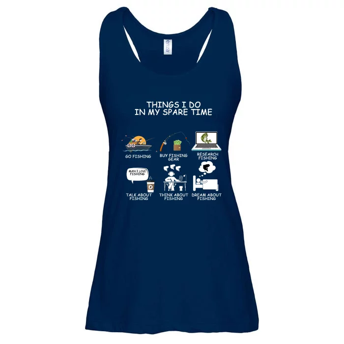 Funny Fishing Shirt Things I Do In My Spare Time Ladies Essential Flowy Tank