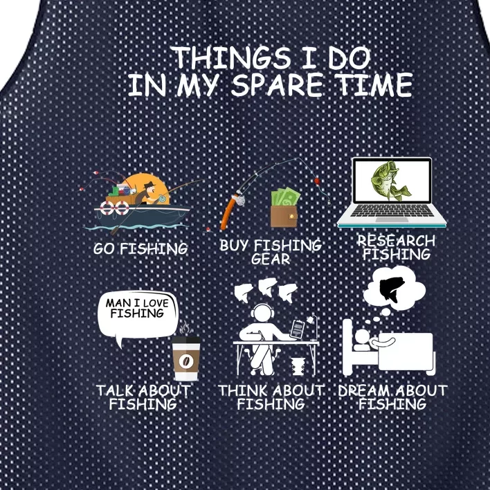 Funny Fishing Shirt Things I Do In My Spare Time Mesh Reversible Basketball Jersey Tank