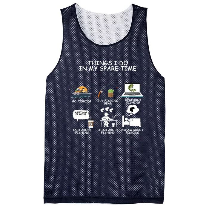 Funny Fishing Shirt Things I Do In My Spare Time Mesh Reversible Basketball Jersey Tank