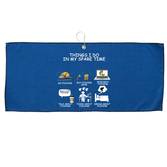 Funny Fishing Shirt Things I Do In My Spare Time Large Microfiber Waffle Golf Towel