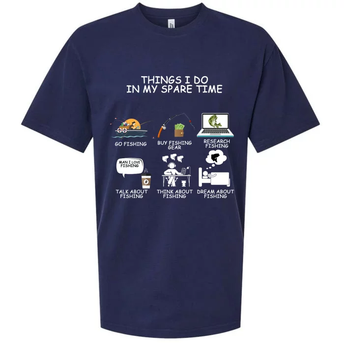 Funny Fishing Shirt Things I Do In My Spare Time Sueded Cloud Jersey T-Shirt