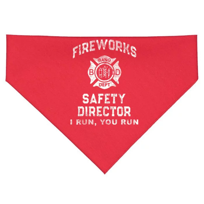 Funny FIREWORKS SAFETY DIRECTOR Firefighter America Red USA-Made Doggie Bandana