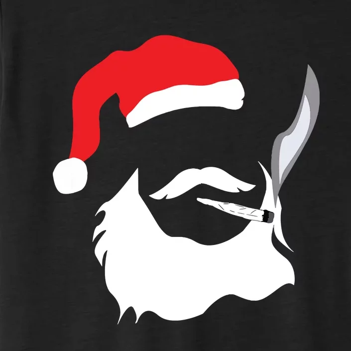 Funny Face Santa Clause Smoking Weed Christmas Marijuana ChromaSoft Performance T-Shirt