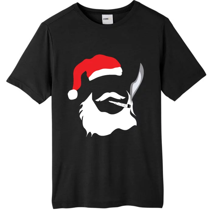 Funny Face Santa Clause Smoking Weed Christmas Marijuana ChromaSoft Performance T-Shirt