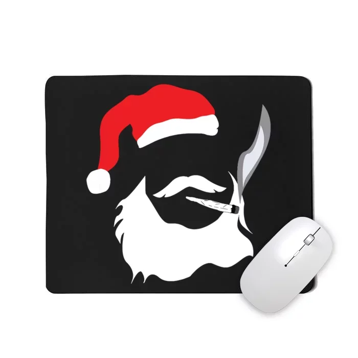 Funny Face Santa Clause Smoking Weed Christmas Marijuana Mousepad