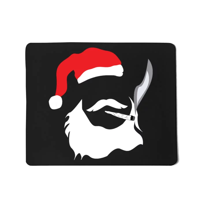 Funny Face Santa Clause Smoking Weed Christmas Marijuana Mousepad