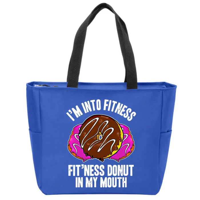 Funny Fitness Saying Workout Gym National Donut Day Lover Gift Zip Tote Bag