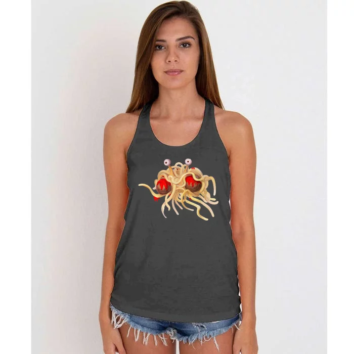 FSM Flying Spaghetti Monster Funny Pastafarian Atheist Women's Knotted Racerback Tank