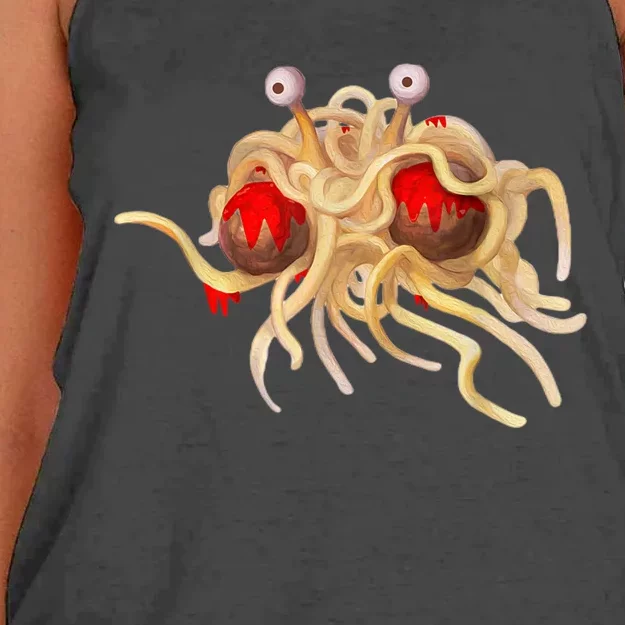 FSM Flying Spaghetti Monster Funny Pastafarian Atheist Women's Knotted Racerback Tank