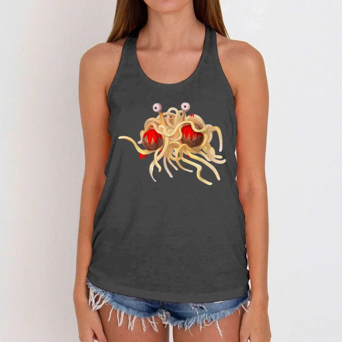 FSM Flying Spaghetti Monster Funny Pastafarian Atheist Women's Knotted Racerback Tank