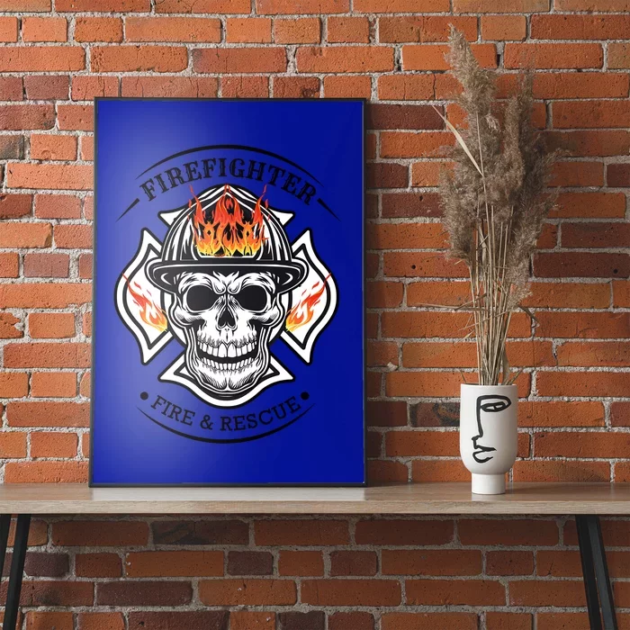 Firefighter Fire Skull Skeleton Halloween Costume Chief Funny Gift Poster