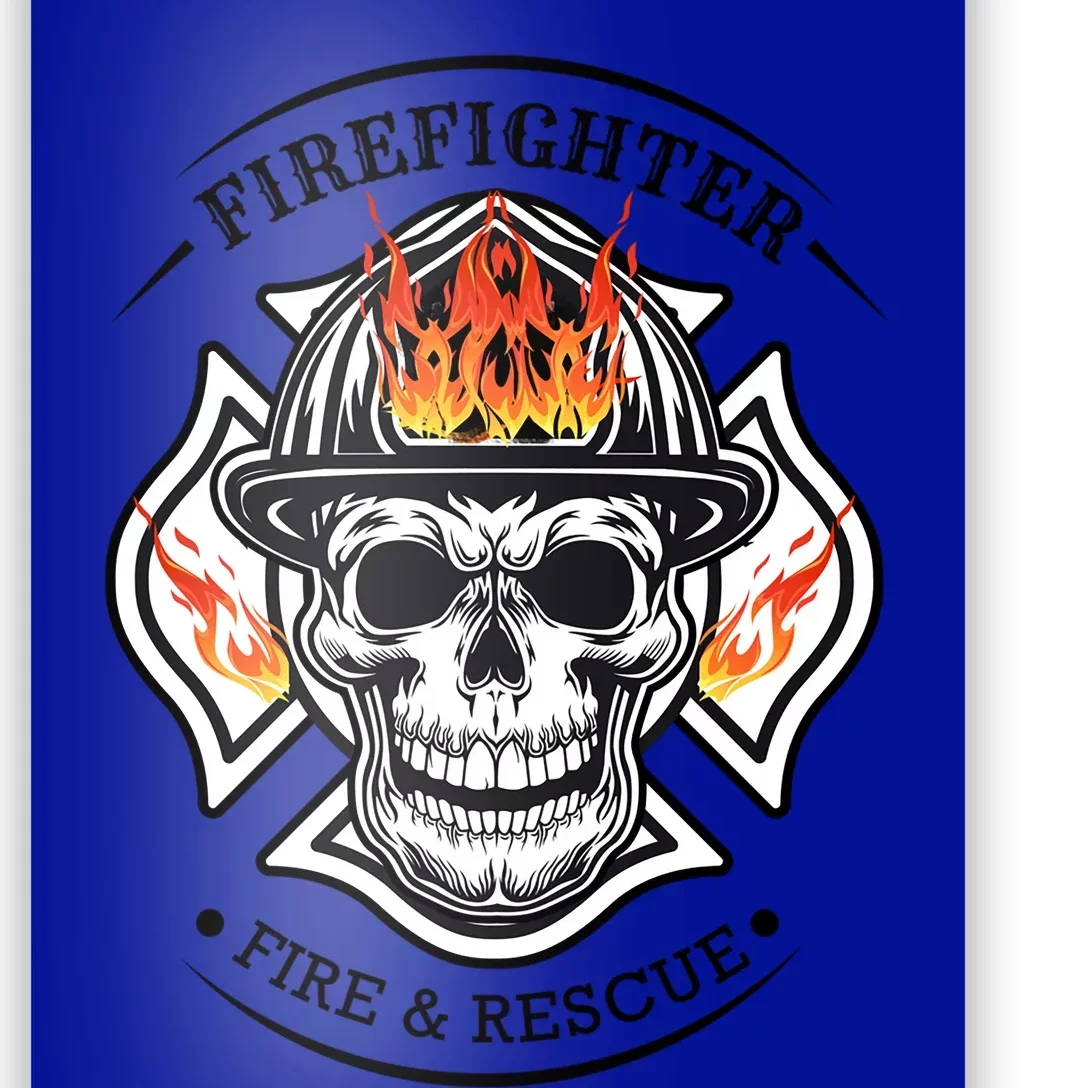 Firefighter Fire Skull Skeleton Halloween Costume Chief Funny Gift Poster