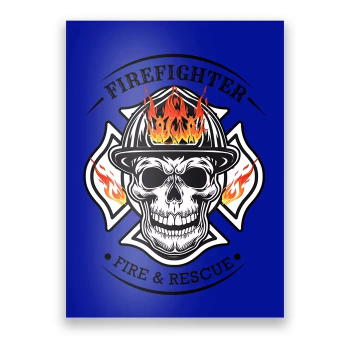 Firefighter Fire Skull Skeleton Halloween Costume Chief Funny Gift Poster