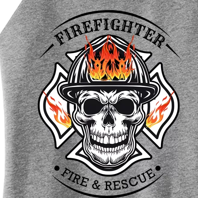 Firefighter Fire Skull Skeleton Halloween Costume Chief Funny Gift Women’s Perfect Tri Rocker Tank