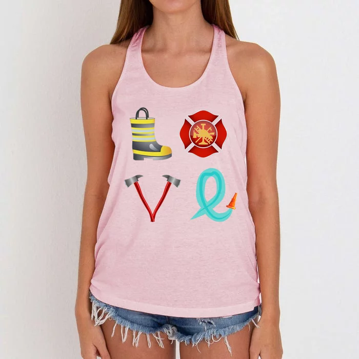 Funny Firefighter S Fire Funny Gift Valentine Great Gift Women's Knotted Racerback Tank