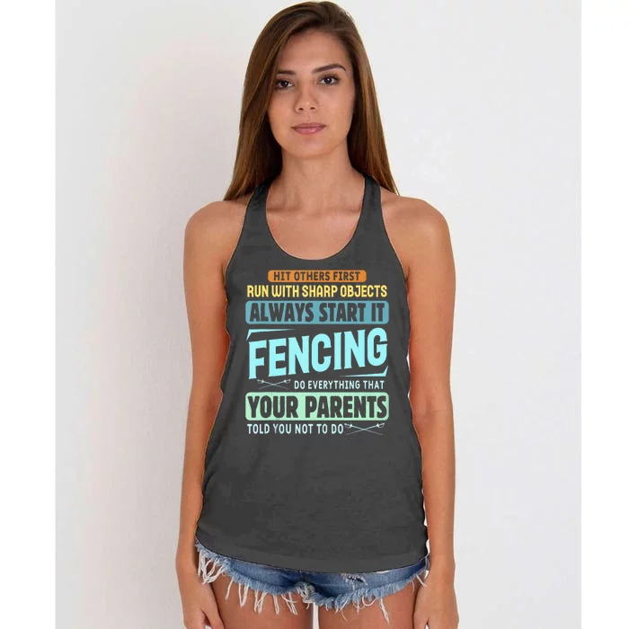 Funny Fencing Sport Pun Women's Knotted Racerback Tank