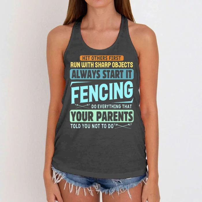 Funny Fencing Sport Pun Women's Knotted Racerback Tank