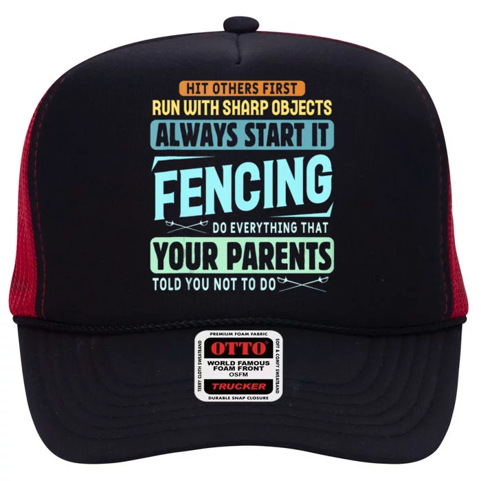 Funny Fencing Sport Pun High Crown Mesh Trucker Hat