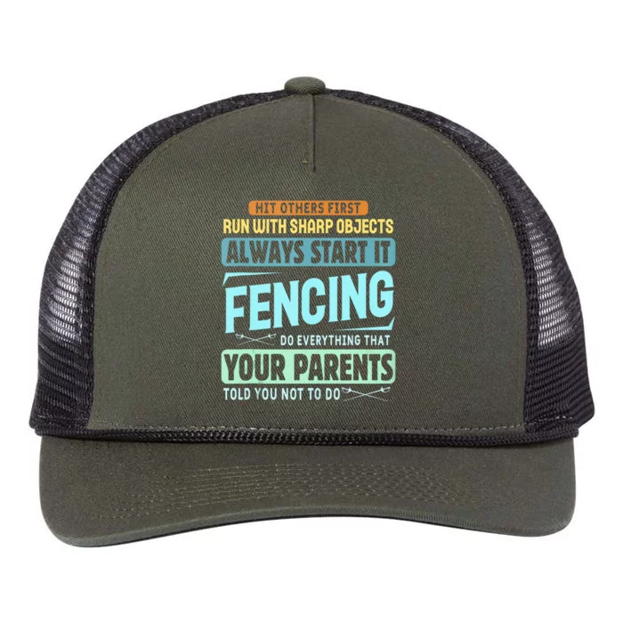 Funny Fencing Sport Pun Retro Rope Trucker Hat Cap