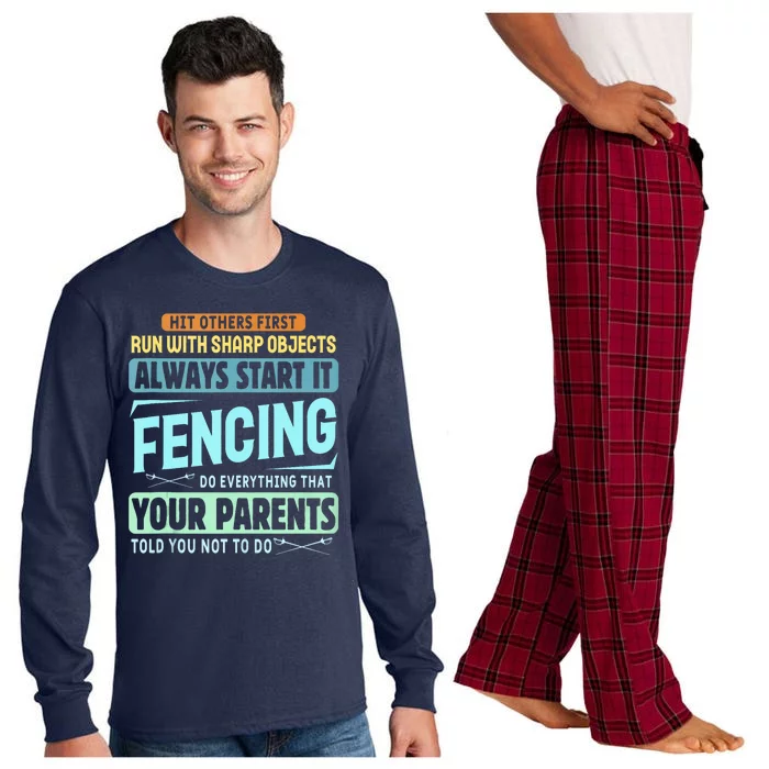 Funny Fencing Sport Pun Long Sleeve Pajama Set